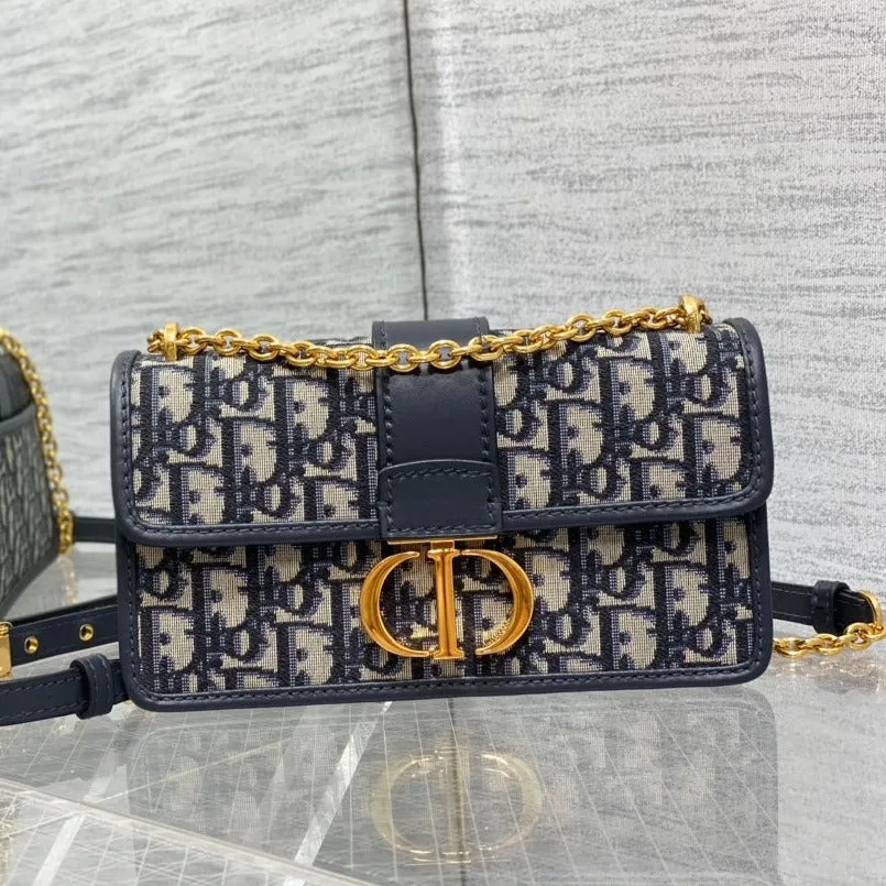 30 Montaigne 21.5Cm Blue Oblique Embroidery